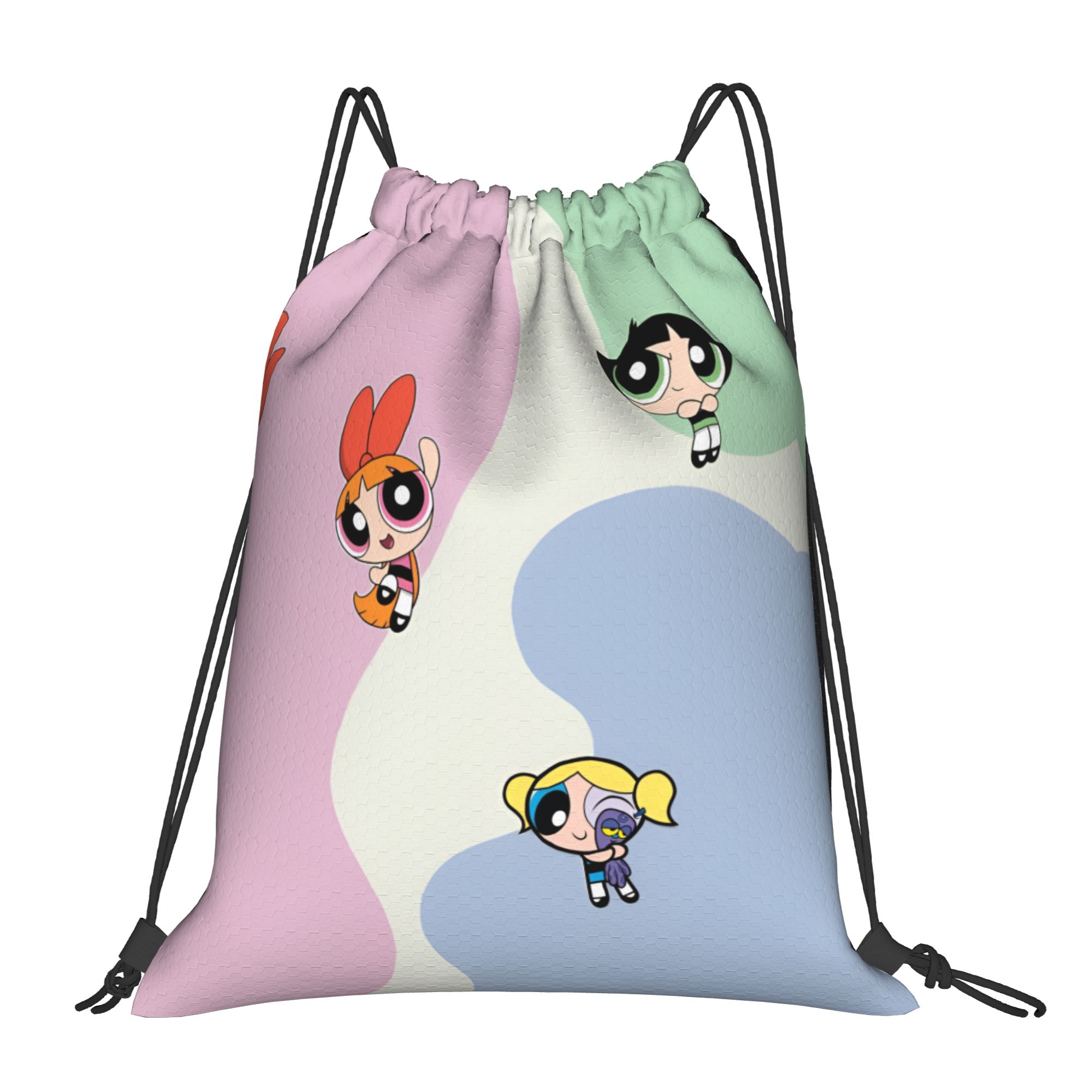Drawstring Gym Bag - Custom Poweres Anime Puffes Drawstring Backpack