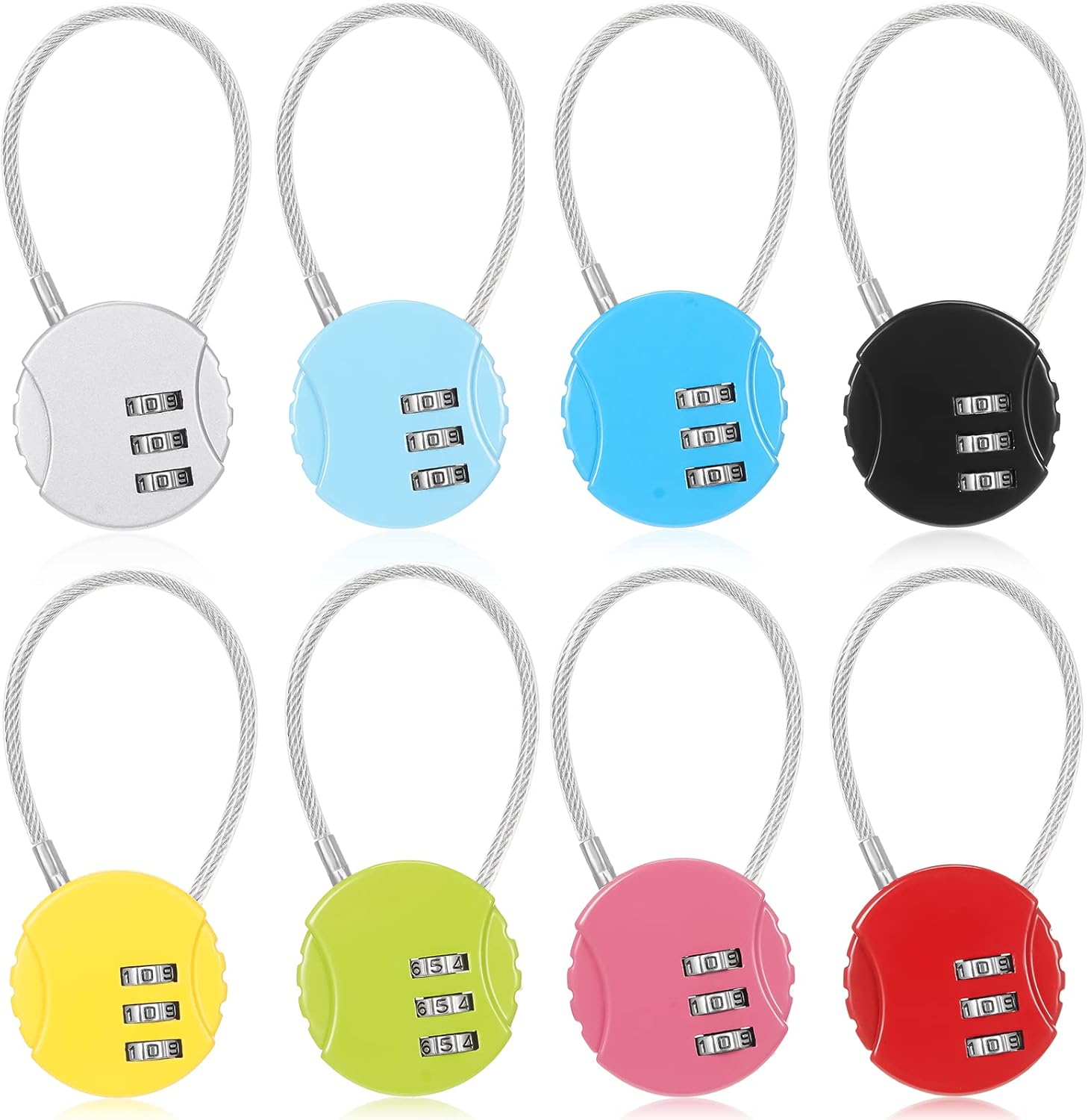 Backpack Lock Combo - 8 Pack Combination Wire Lock 3