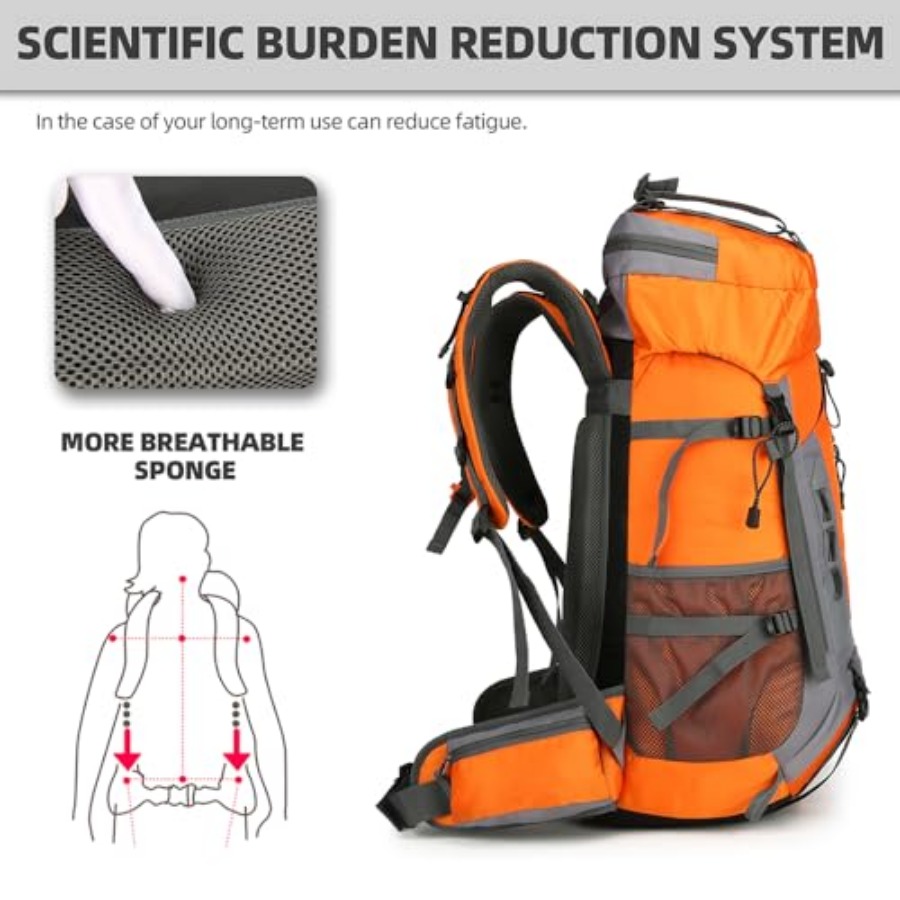 60L Hiking Backpack for Men an - Rain Cover Backpack avaliação e preço