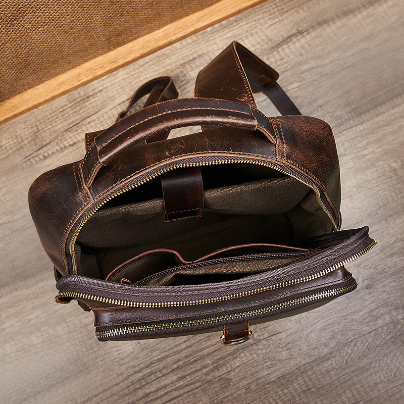 Men's Top Grain Waxed Leather  - Leather Backpack Vintage avaliação e preço