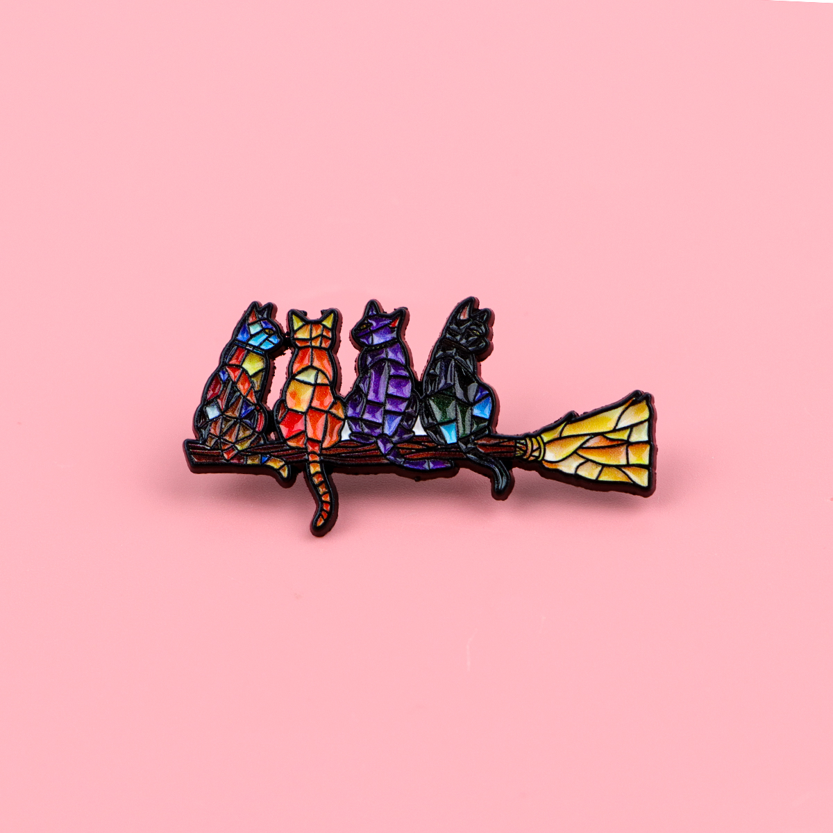 Colorful Cat Enamel Pin Witch  - Fashion Backpack Women avaliação e preço