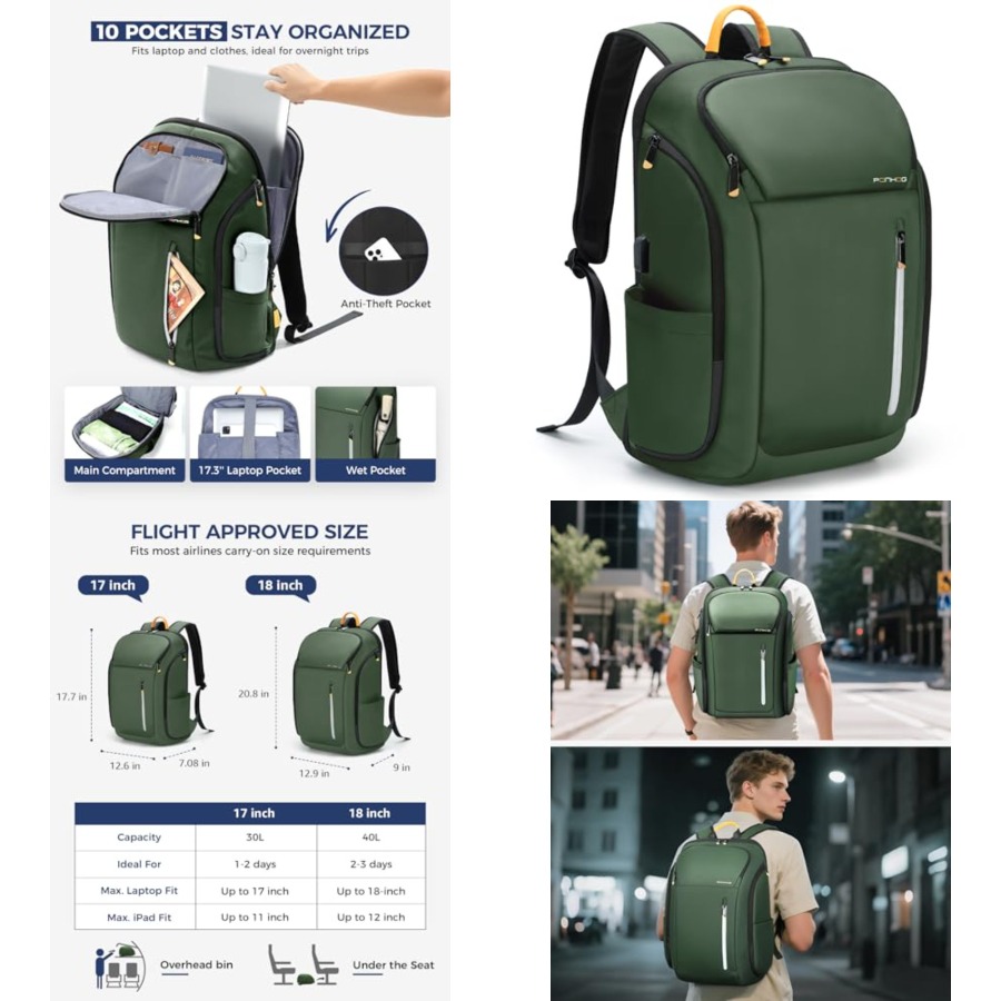 Laptop Backpack for Men, Buses - Travel Backpack Anti Theft avaliação e preço