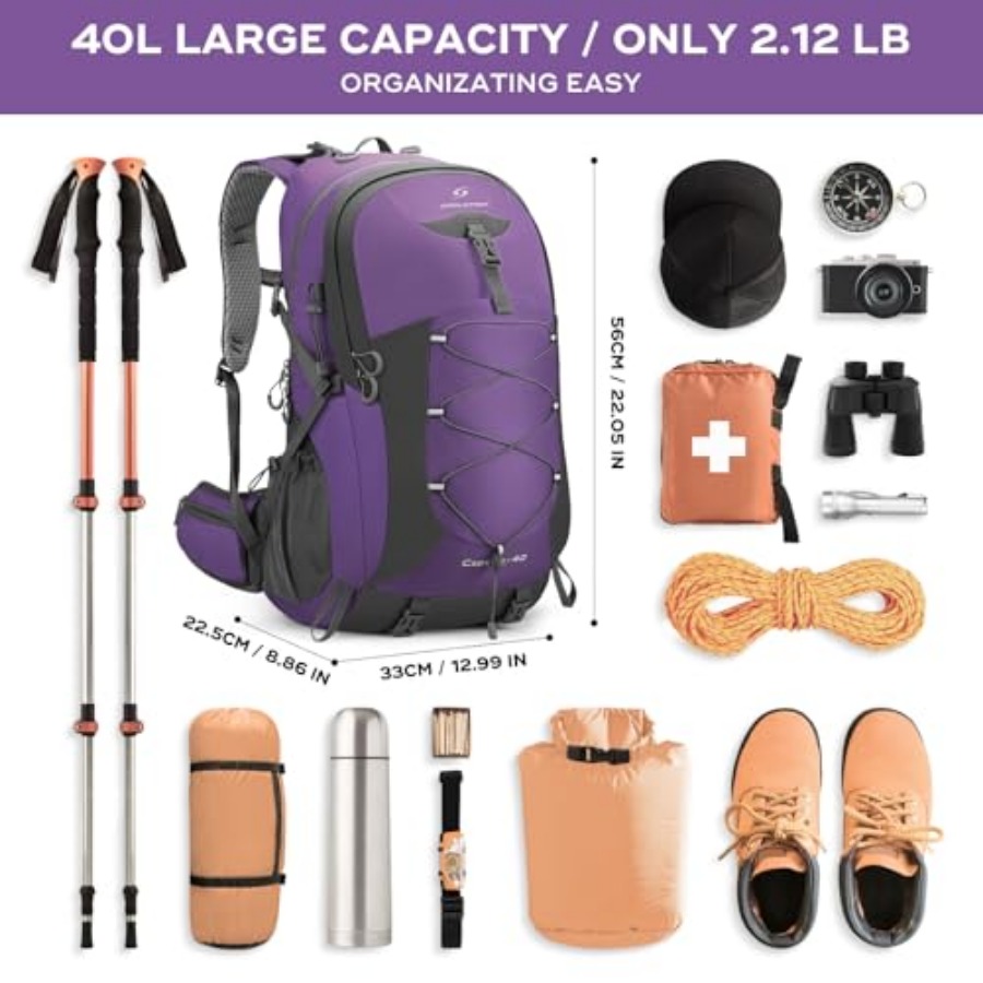 Hiking Backpack, Camping Backp - Rain Cover Backpack avaliação e preço