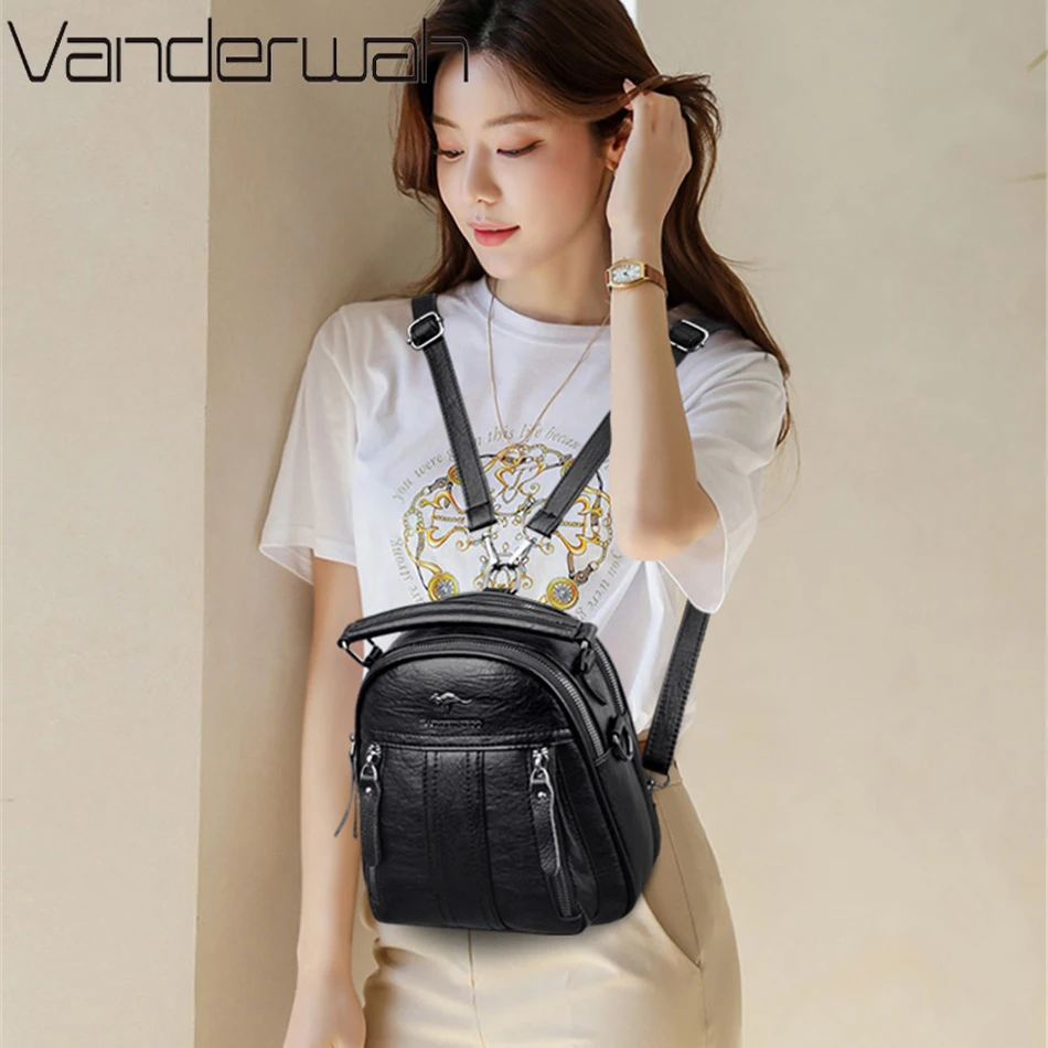 4 In 1 Leather Backpacks Multi - Leather Backpack Vintage avaliação e preço