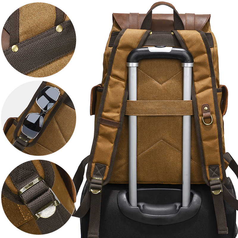 Men's Backpack Vintage Waxed C - Leather Backpack Vintage avaliação e preço