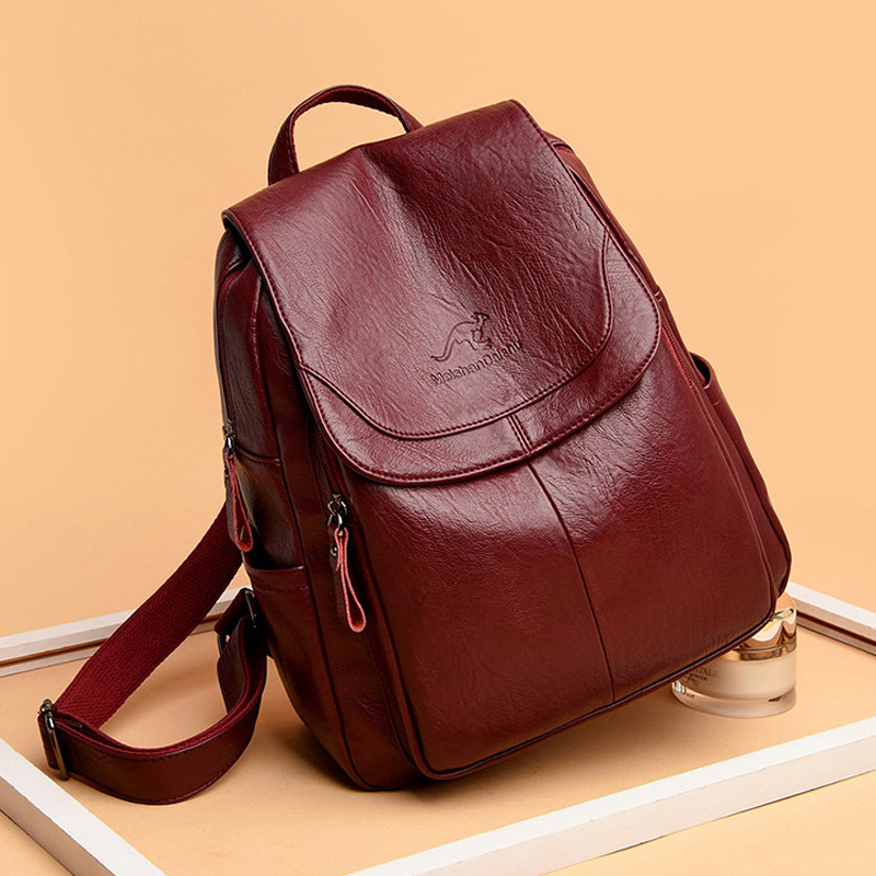 9 Color Women Soft Leather Bac - Leather Backpack Vintage avaliação e preço