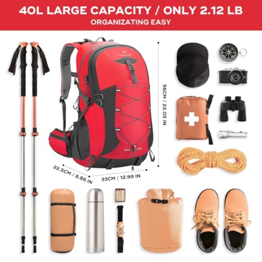 Hiking Backpack, Camping Backp - Rain Cover Backpack avaliação e preço