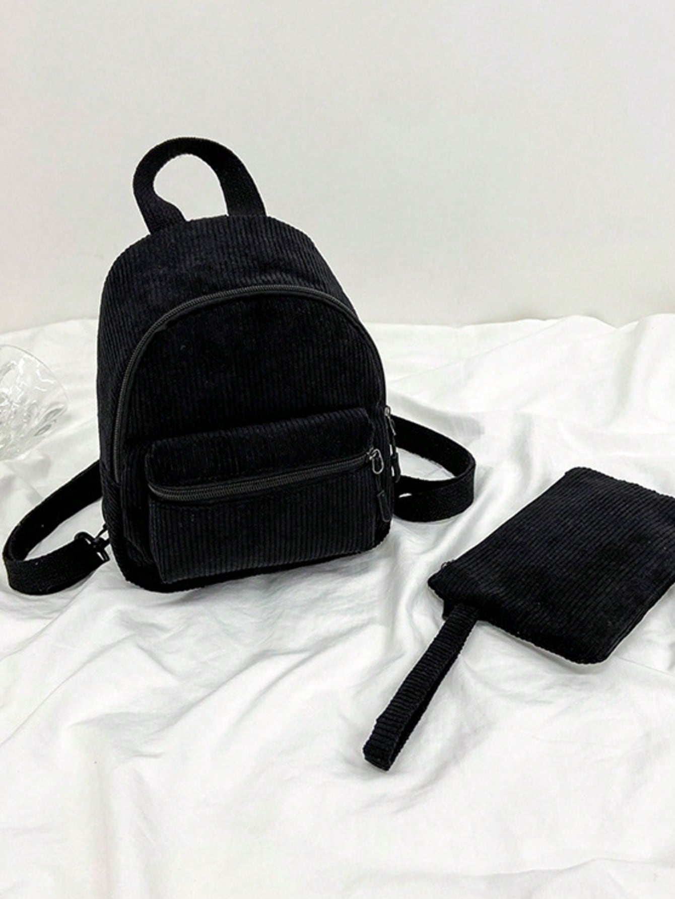 Solid Color Corduroy Fabric Fa - Fashion Backpack Women avaliação e preço