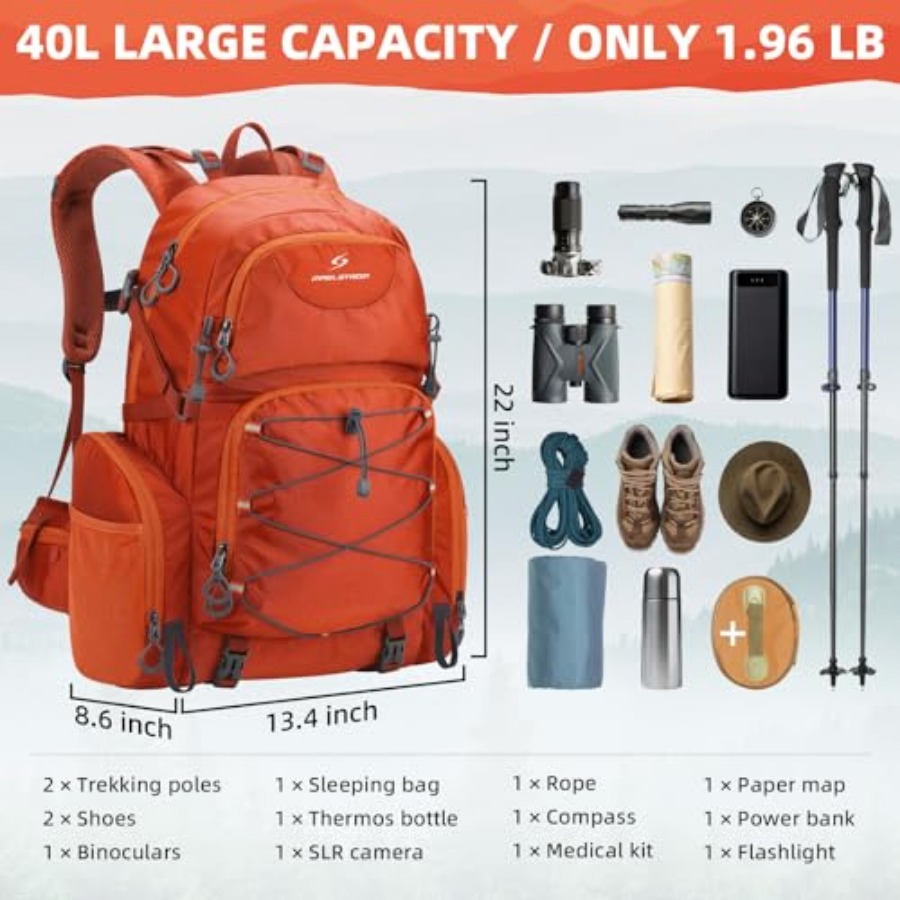 Hiking Backpack, 40L Waterproo - Rain Cover Backpack avaliação e preço