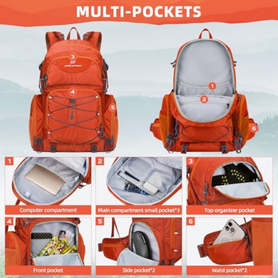 Hiking Backpack, 40L Waterproo - Rain Cover Backpack avaliação e preço