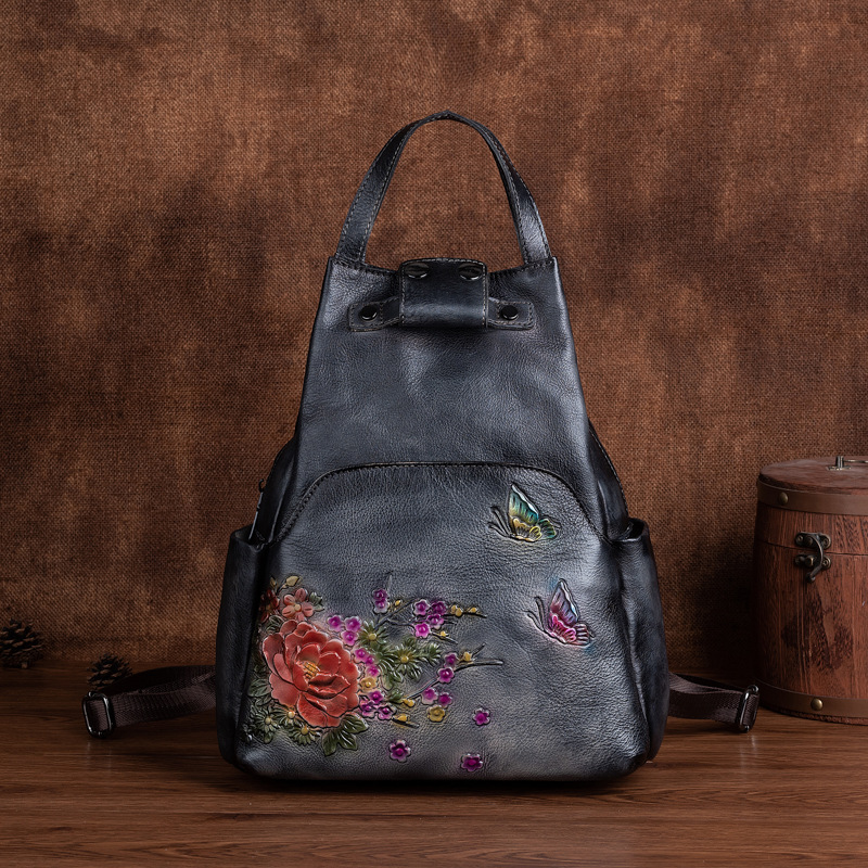 Johnature Genuine Leather Embo - Leather Backpack Vintage avaliação e preço