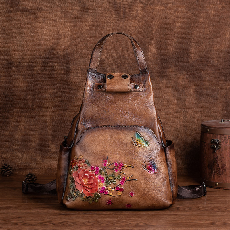 Johnature Genuine Leather Embo - Leather Backpack Vintage avaliação e preço