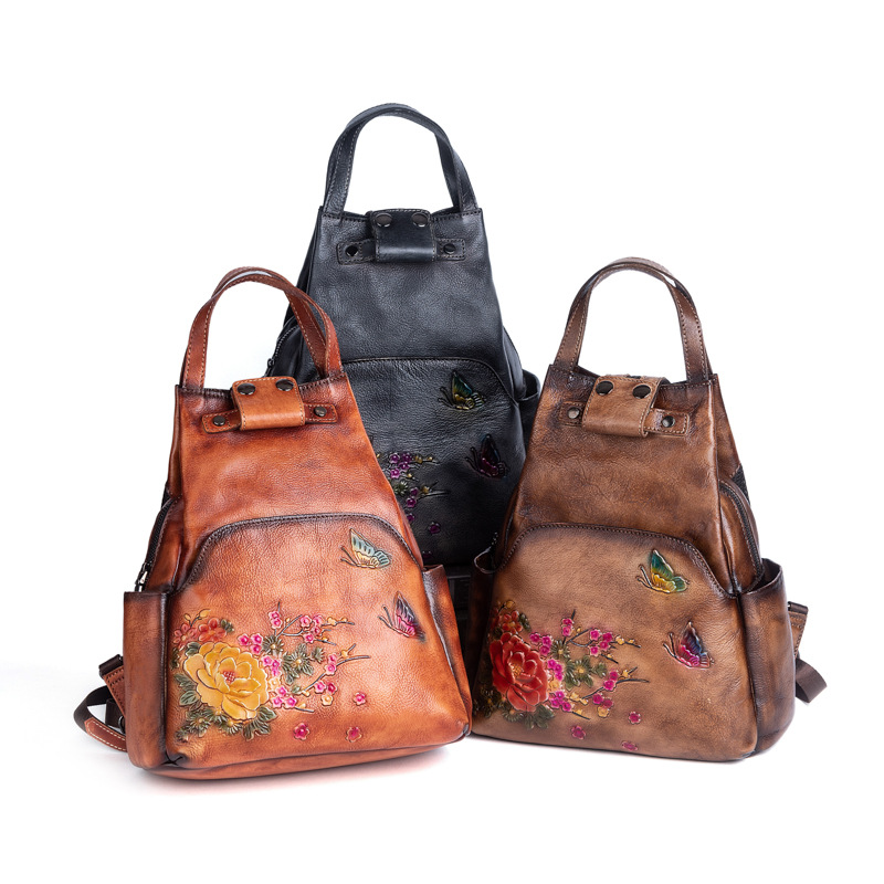 Johnature Genuine Leather Embo - Leather Backpack Vintage avaliação e preço