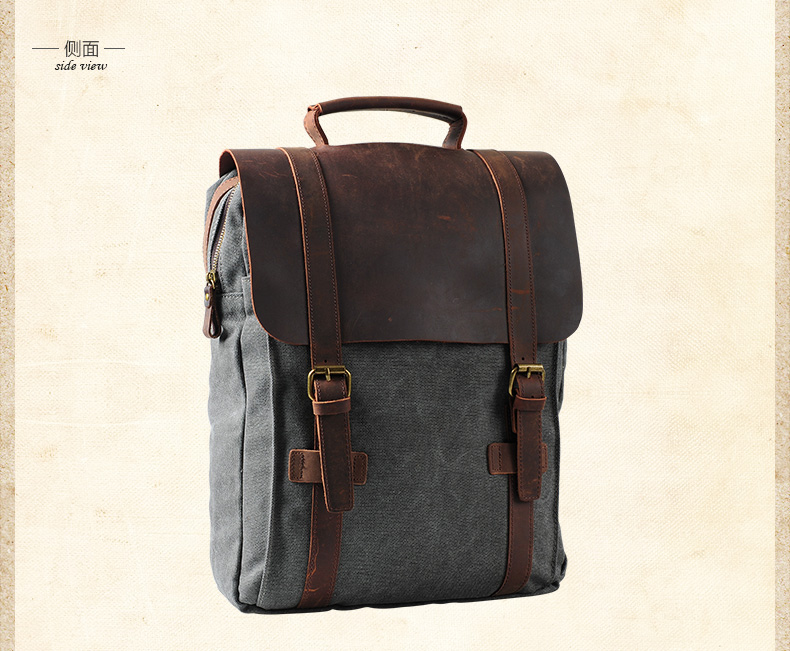 Fashion Male Backpack Leather  - Rucksack Military Style avaliação e preço
