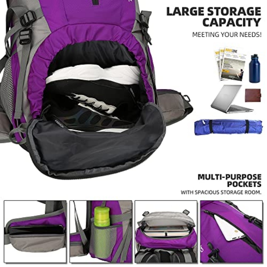70L Hiking Backpack with Rain  - Rain Cover Backpack avaliação e preço