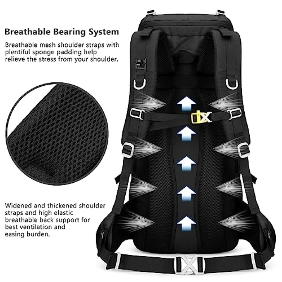 50L Hiking Backpack Men Campin - Rain Cover Backpack avaliação e preço
