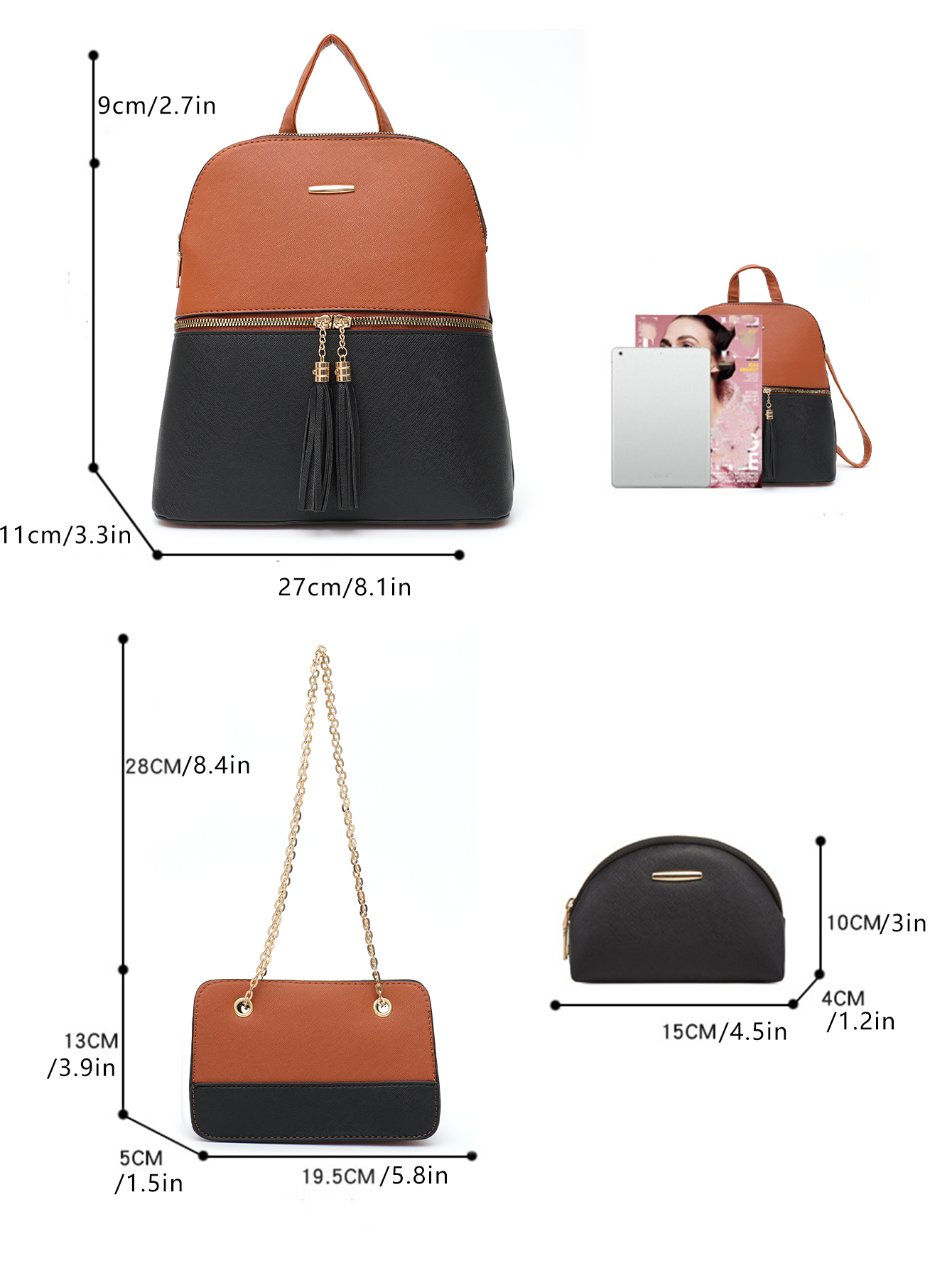 4 PCS Bags Set Women's Fashion - Mini Backpack Purse avaliação e preço