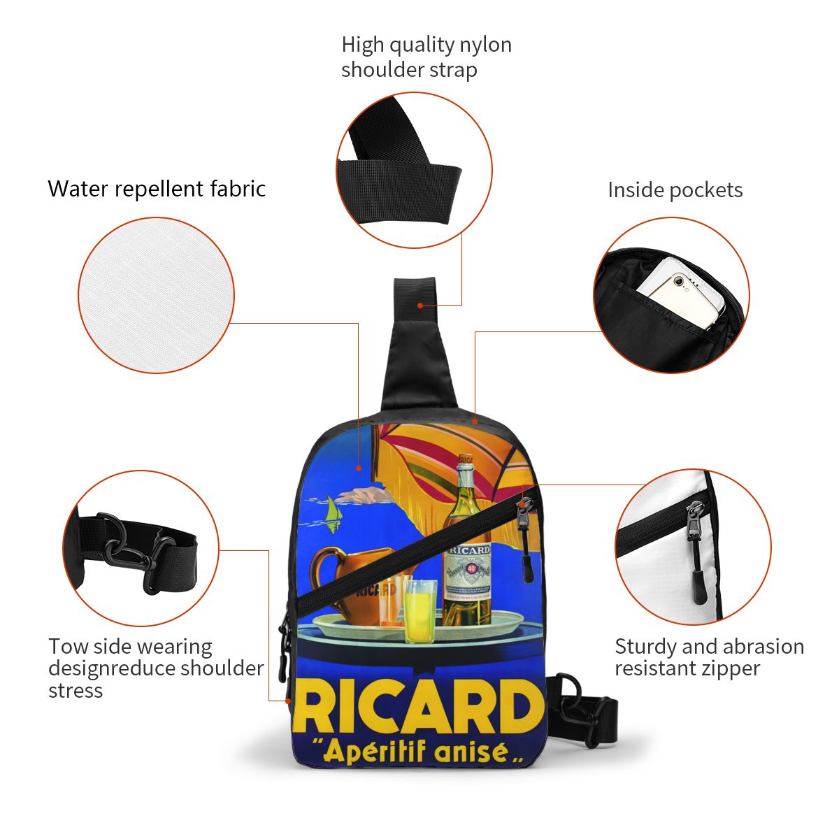 Custom Ricard Sling Chest Bag  - Sling Backpack Shoulder avaliação e preço