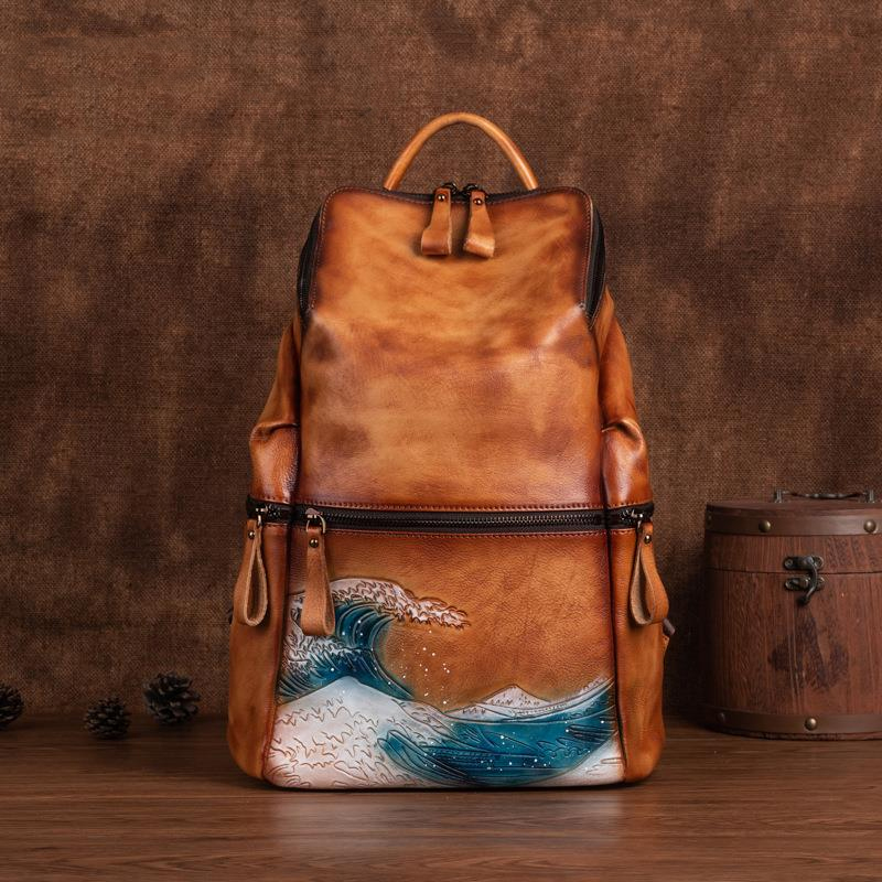 Genuine Real Soft Leather Wome - Leather Backpack Vintage avaliação e preço