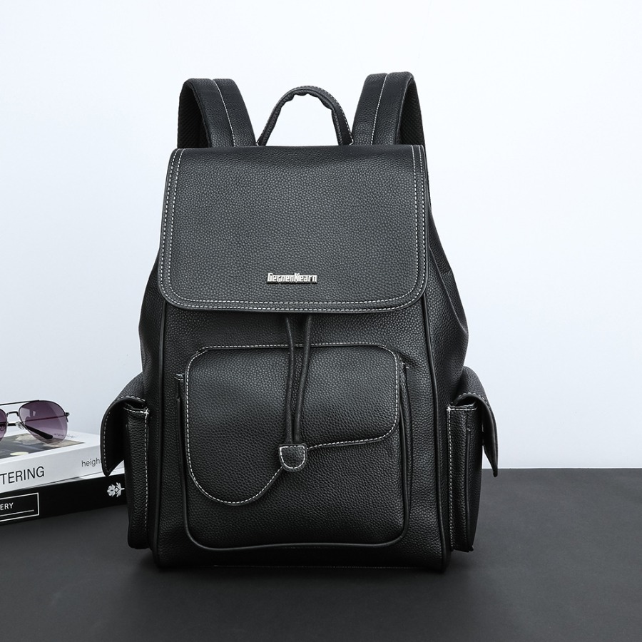 【New Arrival】Women's Black Fau - Leather Backpack Vintage avaliação e preço