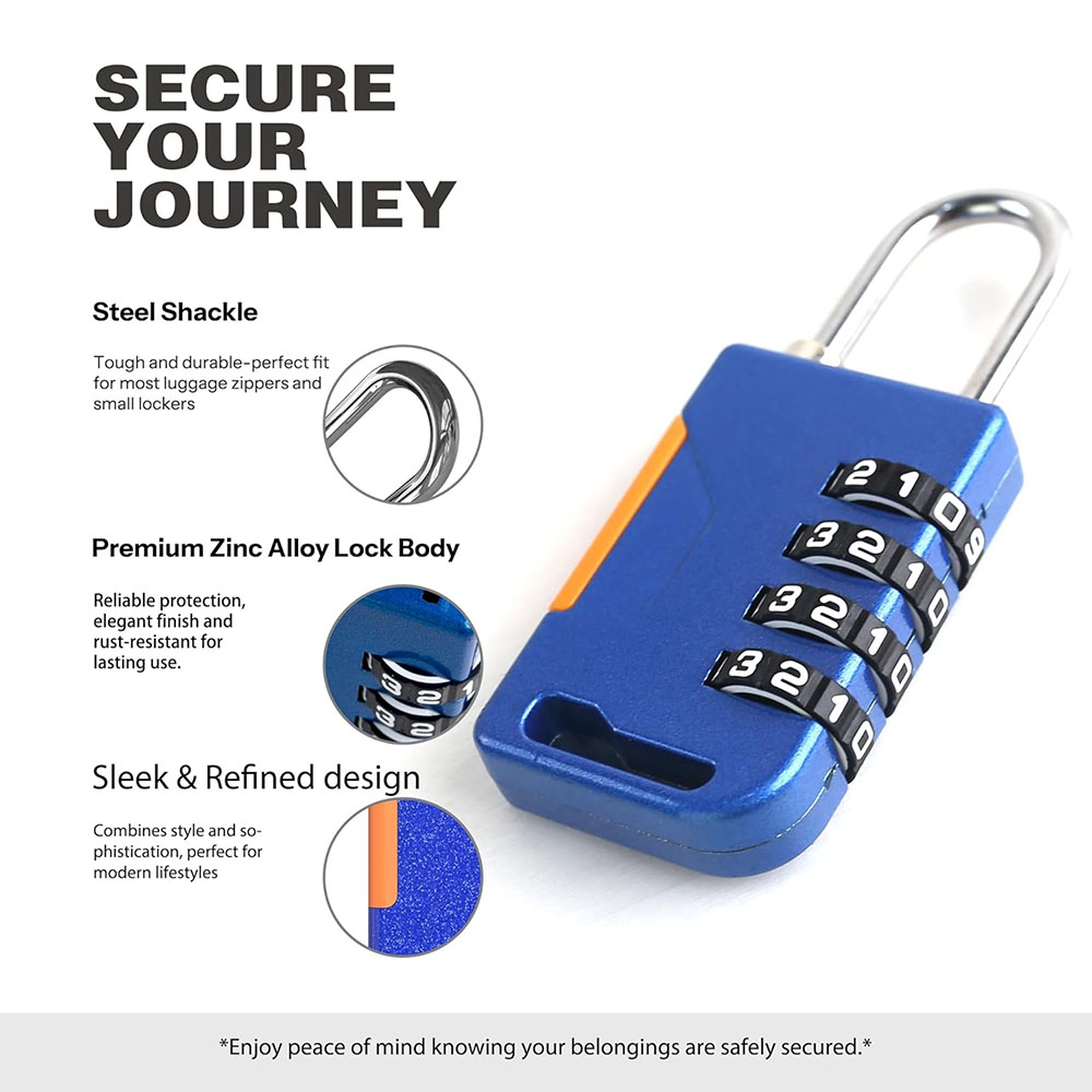 4 Digit Combination Padlock wi - Travel Backpack Anti Theft avaliação e preço